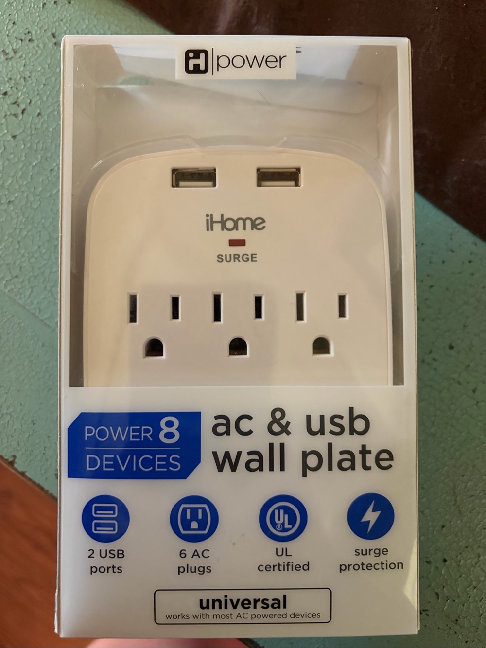iHome White AC & USB Wall Plate Charger